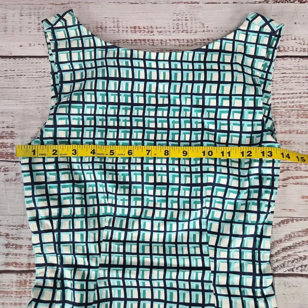 Kate Spade Tatiana Top & Mindy Pant Set 0/XS Brezeblock Blue White Plaid Preppy